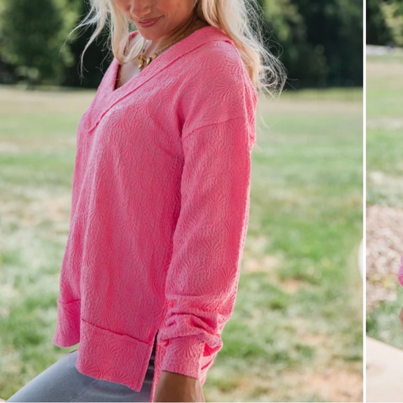 NWOT! Pink textured knit top - Picture 3 of 7